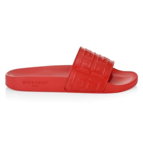 Shop Givenchy 4G Logo Leather Pool Slides 